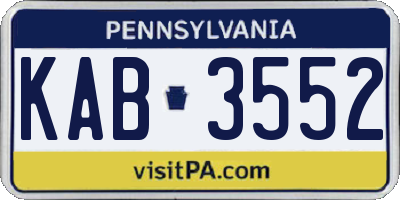 PA license plate KAB3552
