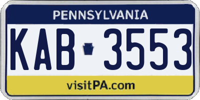 PA license plate KAB3553