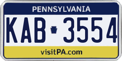 PA license plate KAB3554