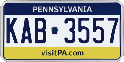 PA license plate KAB3557