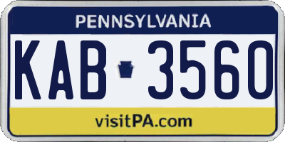 PA license plate KAB3560