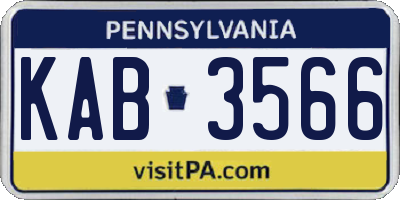 PA license plate KAB3566