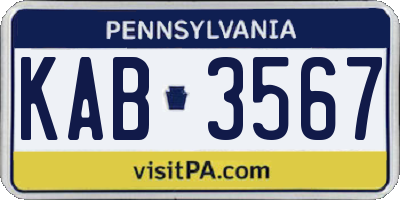 PA license plate KAB3567