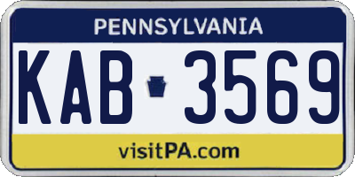 PA license plate KAB3569