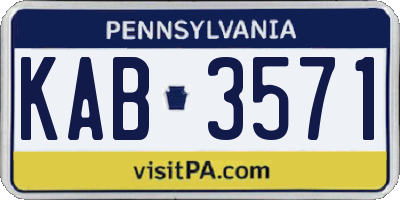 PA license plate KAB3571
