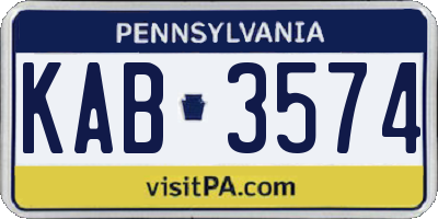 PA license plate KAB3574