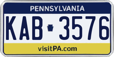 PA license plate KAB3576