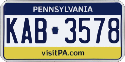PA license plate KAB3578