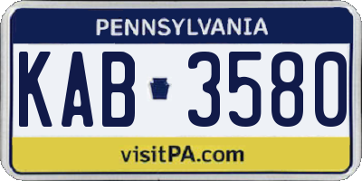 PA license plate KAB3580