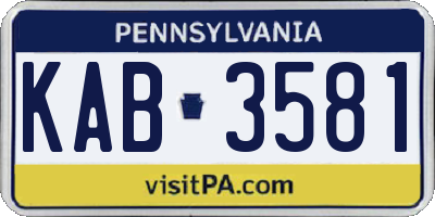 PA license plate KAB3581