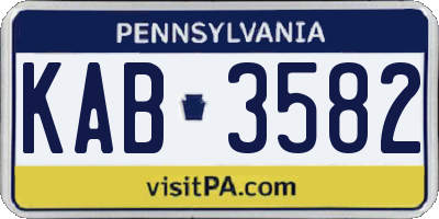 PA license plate KAB3582