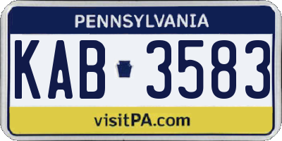 PA license plate KAB3583