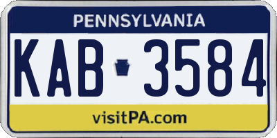 PA license plate KAB3584