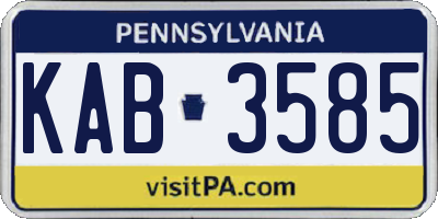 PA license plate KAB3585