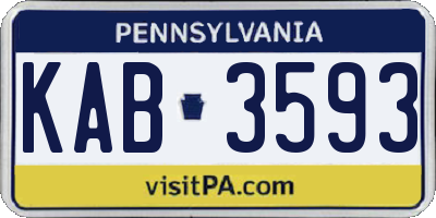 PA license plate KAB3593