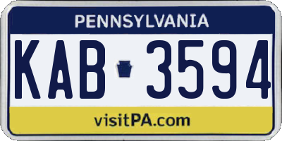 PA license plate KAB3594