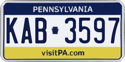 PA license plate KAB3597