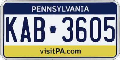 PA license plate KAB3605