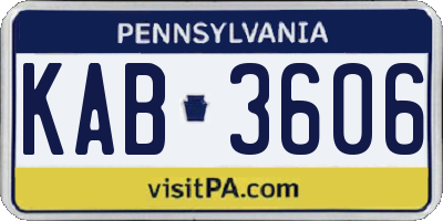PA license plate KAB3606