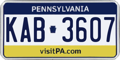 PA license plate KAB3607