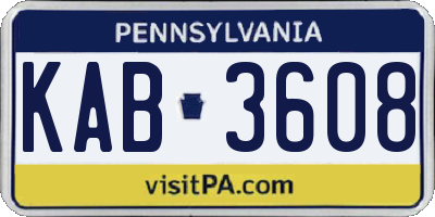 PA license plate KAB3608