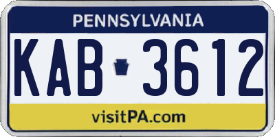 PA license plate KAB3612