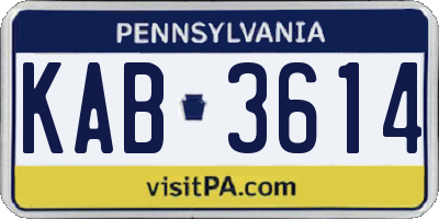 PA license plate KAB3614