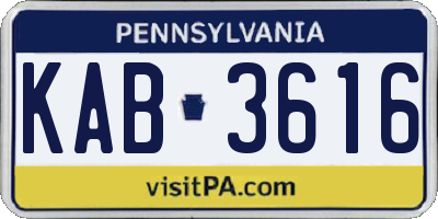 PA license plate KAB3616