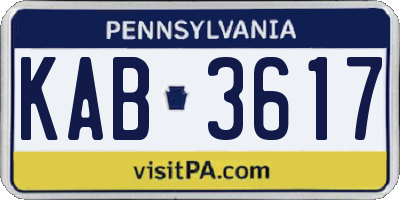 PA license plate KAB3617