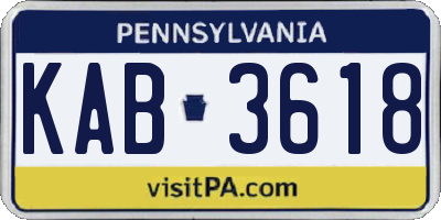 PA license plate KAB3618
