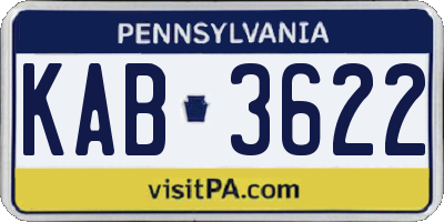 PA license plate KAB3622