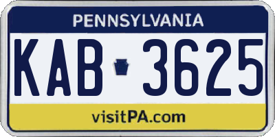 PA license plate KAB3625