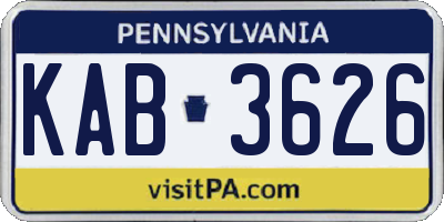 PA license plate KAB3626