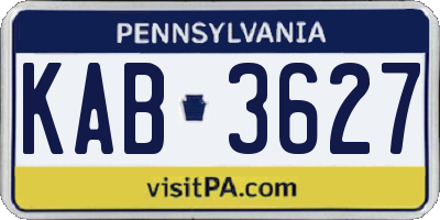 PA license plate KAB3627