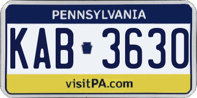 PA license plate KAB3630