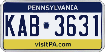 PA license plate KAB3631