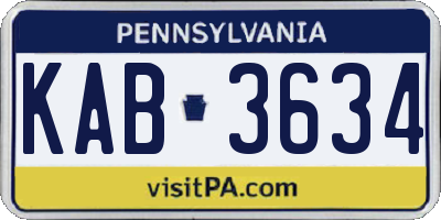 PA license plate KAB3634