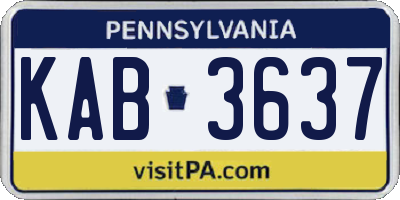 PA license plate KAB3637