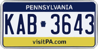 PA license plate KAB3643