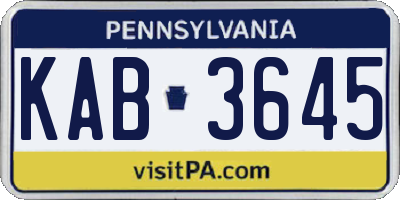 PA license plate KAB3645