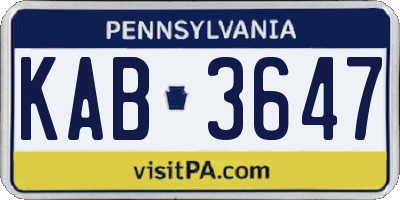 PA license plate KAB3647