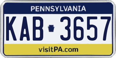 PA license plate KAB3657