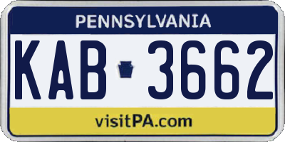 PA license plate KAB3662