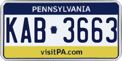 PA license plate KAB3663