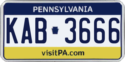 PA license plate KAB3666