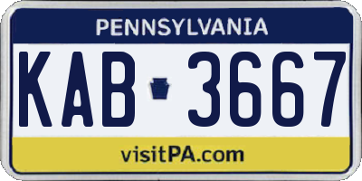 PA license plate KAB3667