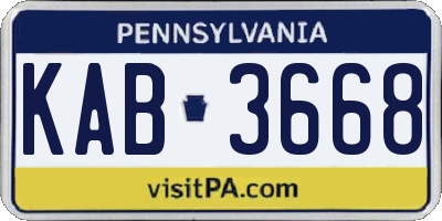 PA license plate KAB3668