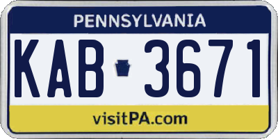 PA license plate KAB3671