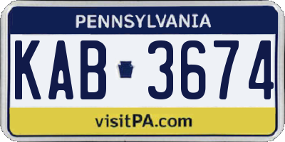 PA license plate KAB3674
