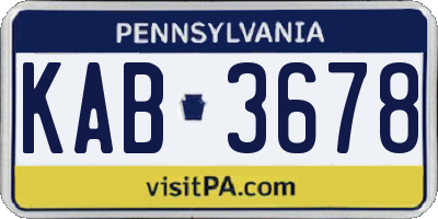 PA license plate KAB3678